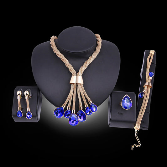 Gleaminggems™ 4 piece gilded jewellery set